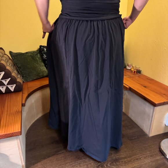 eShakti Ruched waist cotton knit maxi, 4X - Picture 3 of 10